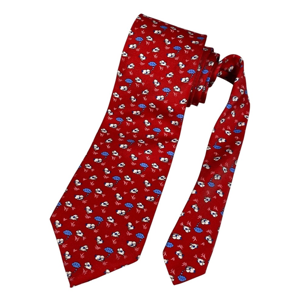 Brooks Brothers Counting Sleeping Sheep 346 Necktie Silk‎ Novelty Print Red USA